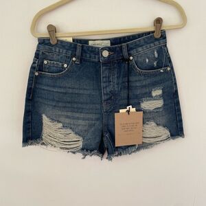 Ban jara Denim shorts loose fit super high rise juniors size 7/27 Distressed NWT